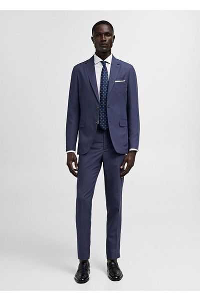 MANGO Man Slim Fit košile z keprové látky s manžetovými knoflíčky