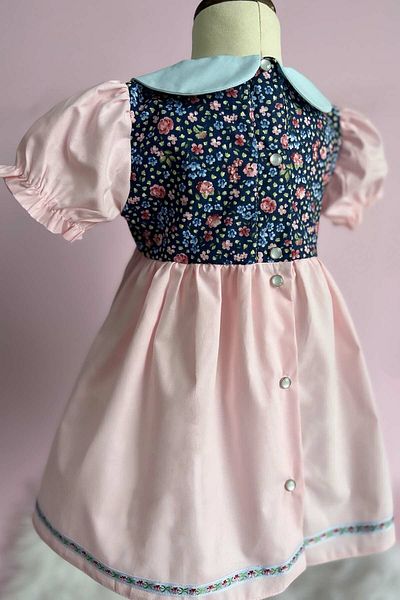 Bertuğ Bebek Rochie de primăvară pentru fetiță, albastru, roz, cu model floral