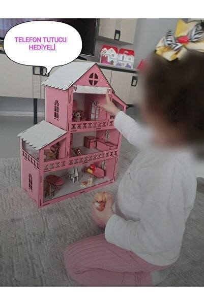 BELİNAY ÇOCUK DÜNYASI Işıklı Ahşap Oyun Evi Eşyalar Dahil Isim Yazılır Kumbar...