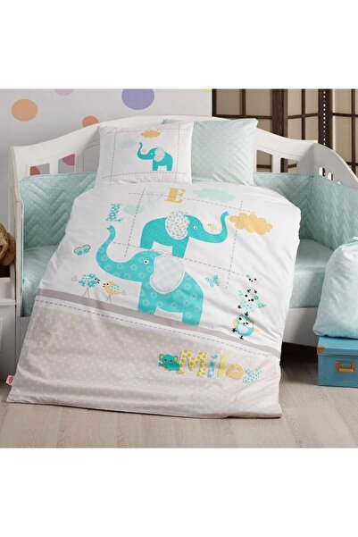 Hobby Pretty Turquoise Poplin Baby Bedding Set