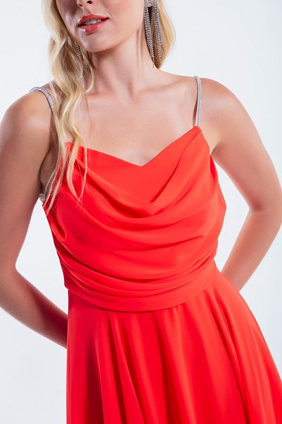 Lafaba Coral Stoned Women's Midi Evening Dress - Strappy