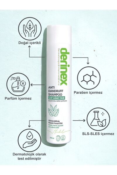 derinex Anti Dandruff Çay Ağacı, Selenyumlu Kepek Karşıtı Şampuan 250 ml