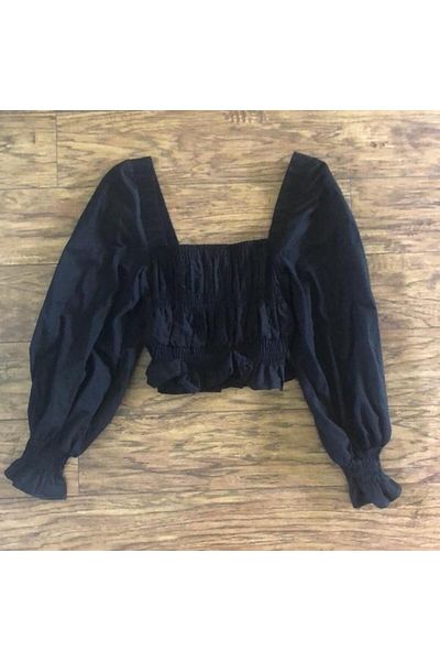 Org Marka Store ZR على الظهر ذو الياقة المربعة المطاطية ذات الذراع الطويلة والمطاطية