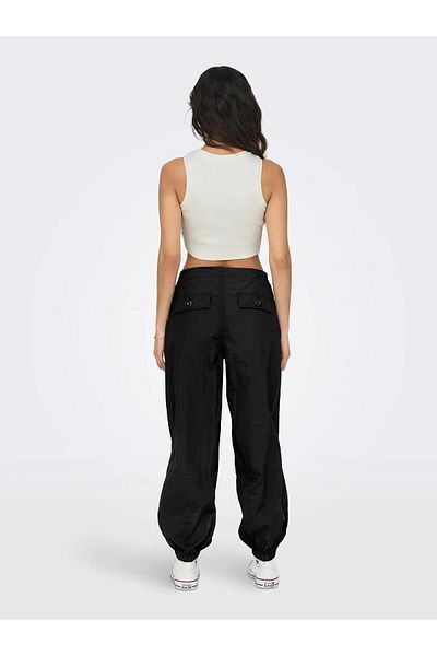 ONLY 15295049 - Women's Pants with Parasut Fabric, Waist Laces and Paca Elastics