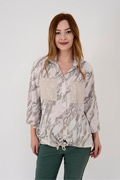 Park Moda 22007-3 BATİK DESEN PAYET DETAYLI GÖMLEK