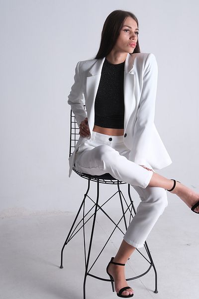 Feminist Ecru Suit - Classic Collar and Jacket0106309