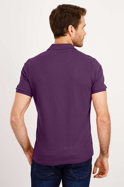 İgs Ανδρικό μπλουζάκι μωβ Modernfit / Slim Fit Polo Neck