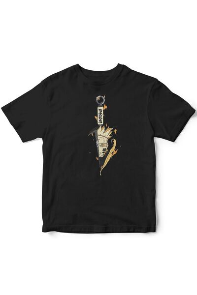 The Baski Tricou negru unisex cu imprimeu Naruto pentru copii