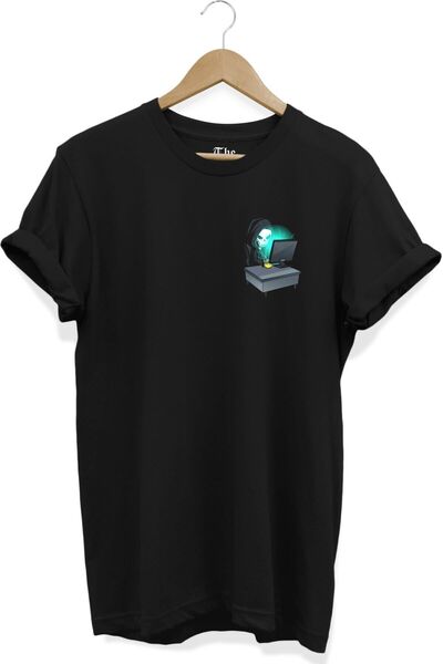 The Baski Crna unisex hakerska majica Štampano kratkih rukava T-shirt
