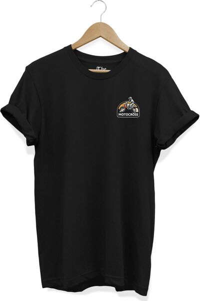 The Baski Unisex crna motokros majica Štampano kratkih rukava T-shirt
