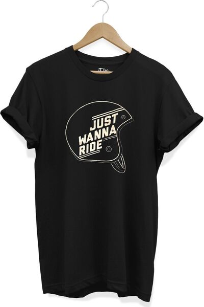 The Baski Crni unisex motocikl, samo želim da vozim, tekst Štampano kratki ru...