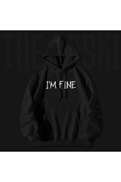 The Baski Unisex crna majica sa natpisom "Im Fine" Štampano 100% pamuk Premium