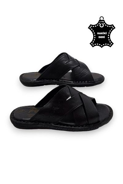 MAGIC SHOES Orthopedic Men's Slippers with All Genuine Leather and Heel Cushion System