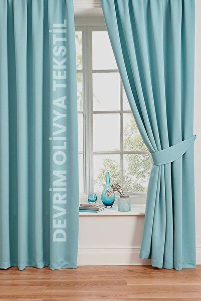 DEVRİM OLİVYA TEKSTİL 1. Cortina de fundal albastră de lux de calitate - rezi...