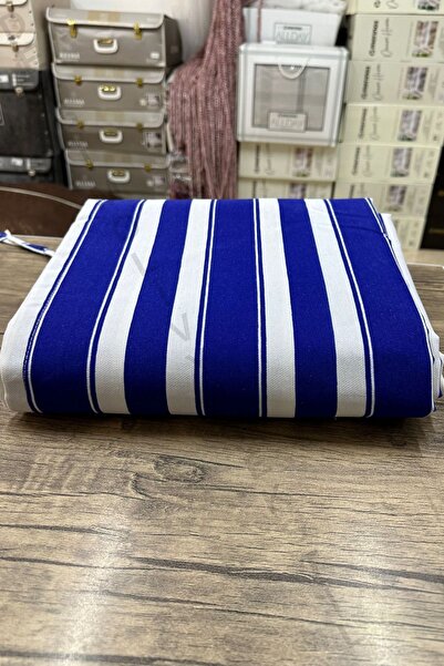 DEVRİM OLİVYA TEKSTİL Mavi-beyaz Çizgili Lüks Halkalı Balkon Perdesi - Özel Dikim, Dayanıklı Branda