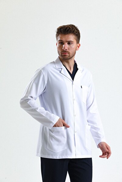 Ehil Erkek Kısa Boy Gömlek Yaka Beyaz Doktor\ Öğretmen Önlüğü