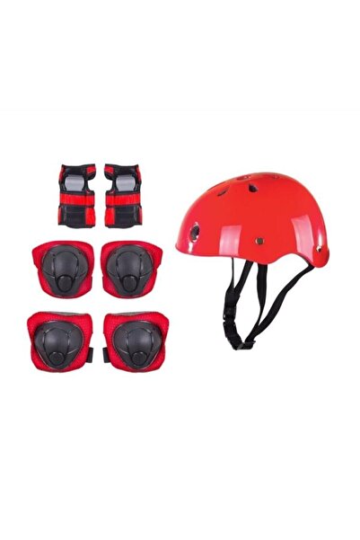 Depomiks Avm Red Luminous Wheel Adjustable Children's Exercise Skating 2 Function Flashing Helmet Knee Pad Set