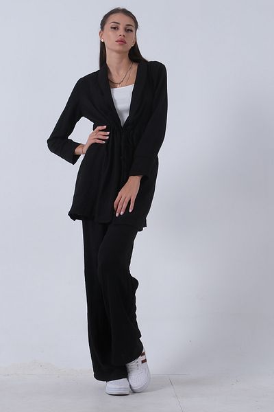 Feminist Black Linen Suit Pants -0106319