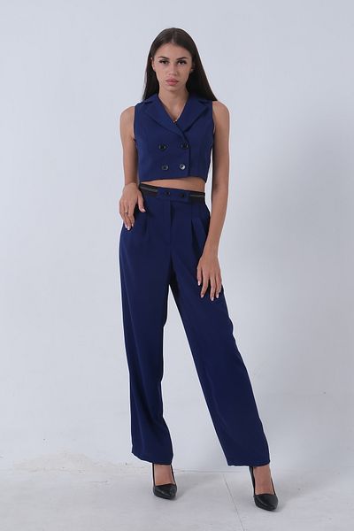 Feminist Saks Colorful Lycra Crepe Fabric Vest and Trousers Set -0106323