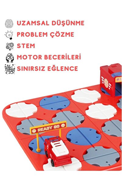 HESTİNYA TOYS Mantıksal Yol Yapım Oyunu Eğitici Oyuncak Uzamsal Düşünme Zeka Geliştirme Itfaiye Serisi Stem Puzzle