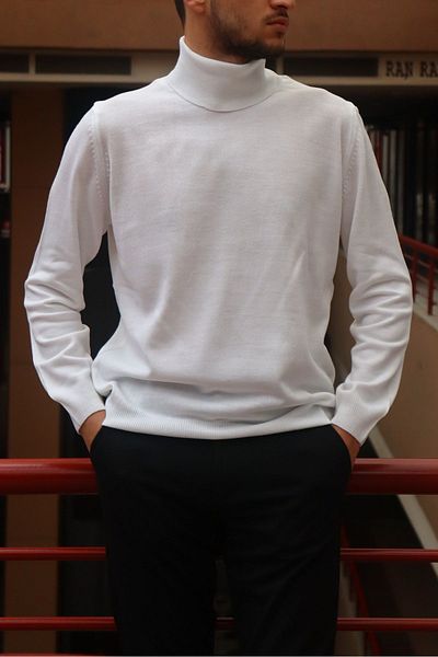 inpool Men's, Turtleneck, Old Money Culture, high-top knit sweater