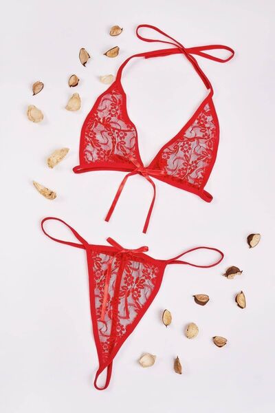 Maly Love Kadın Kırmızı Ipli Sütyen Külot Fantezi Iç Giyim Takımı