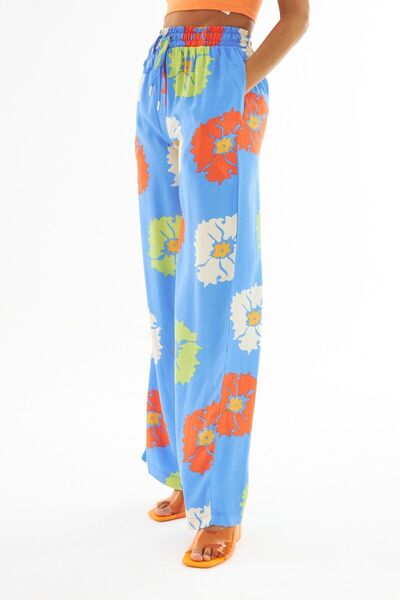 Orfeo Negro KADIN BELİ LASTİKLİ ÇİÇEK DESENLİ RAHAT KALIP PANTOLON