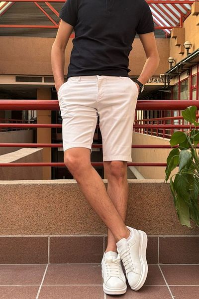 inpool Ανδρικό, Slim Fit, Βαμβακερό ύφασμα, Κέντημα Λεπτομερές σορτς 24inp278