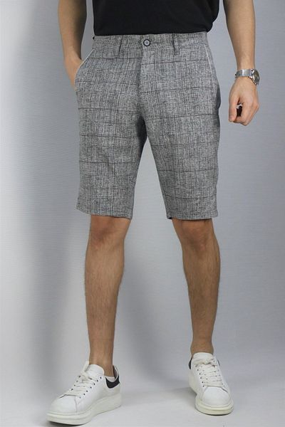 inpool Men's Self Patterned Cotton Linen Summer Shorts & Bermuda