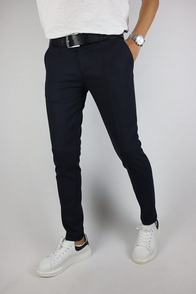 inpool Pantaloni pentru bărbați, slim fit, model pătrat, picior dublu, din material textil