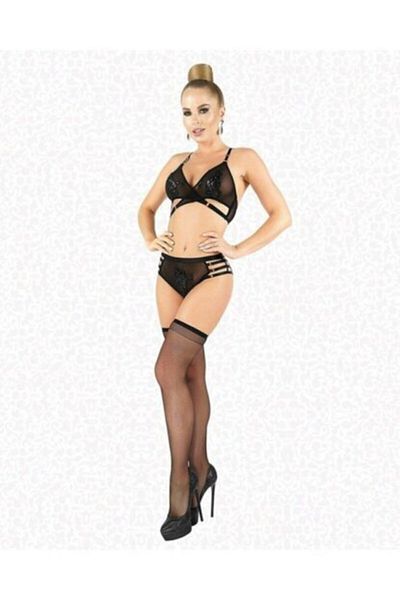 Elawin Γυναικείο μαύρο Glitter Guipure Fancy κοστούμι 5155