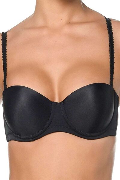 Orkide Kadın Siyah Desteksiz Straplez Şeffaf Klasik Sütyen 2550