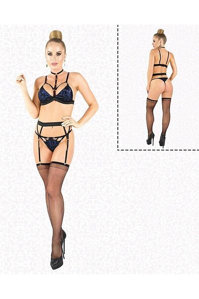 Elawin Γυναικείο σετ εσωρούχων Navy Blue Lace Detailed - 10075
