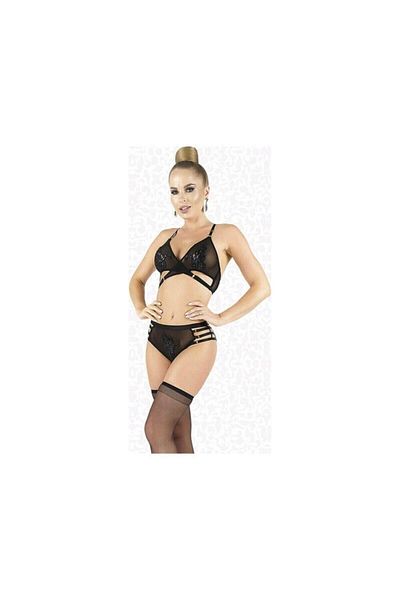 Elawin Black Glitter Γυναικείο Φανταχτερό Σετ 5155 - Guipureden