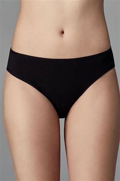 Q-EN Slip negru pentru femei, cu talie înaltă, 3 piese