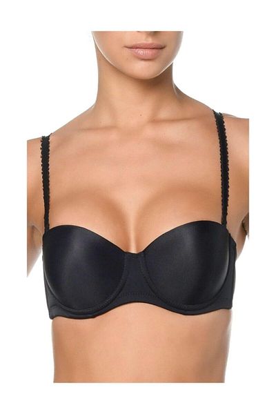 Orkide Women's Black Strapless Unpadded Bra Ss