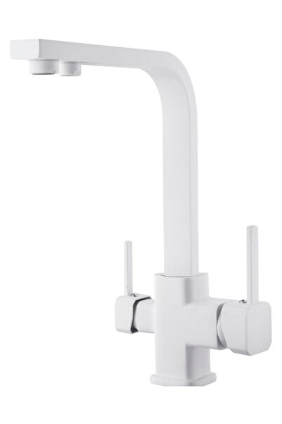yediyapı Seven Build Market - Square Model White Kitchen Sink Faucet Purified