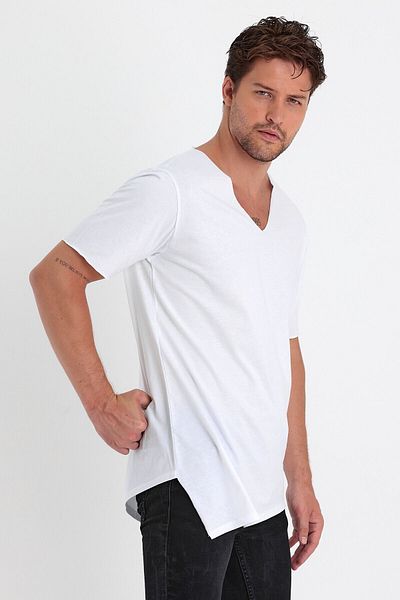 PELİTİSS Tricou cu decupaj asimetric cu decolteu în V 100% bumbac