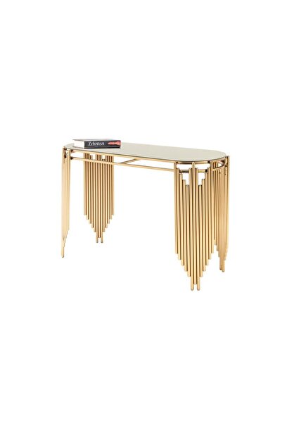 ZELENSA Gold Dresuar Takım Metal Antre Seti Aynalı Set 120 Cm