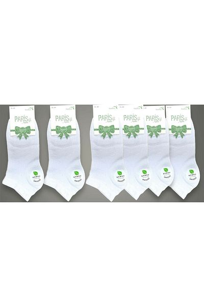 PARİS SOCKS 6-Piece White Bamboo Women's Booties Seamless Socks