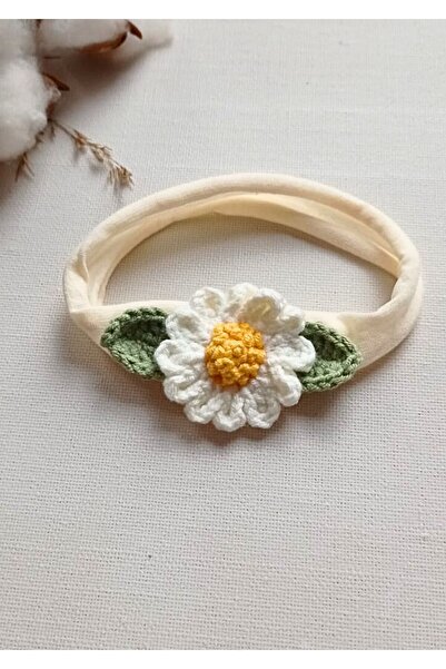 Masal Örgü Dünyası İşlemeli Papatya Doğal Saç Bandı / Bandanası - Hair Band /...