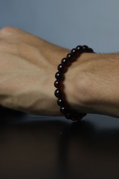 inpool سوار من الأحجار الطبيعية عالي الجودة مقاس 8 مم - كهرمان