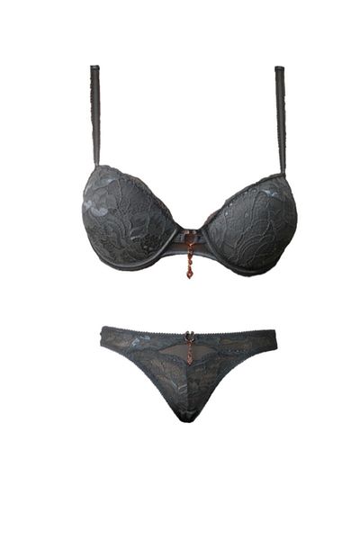 Le Jardin Women's Mink Color Silicone Stone Bra Set