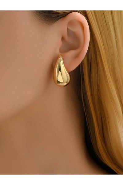 PREGIO Italian Bottega Teardrop Gold Drop Earrings (3.7Cm/31Mm) Earrings Kp8