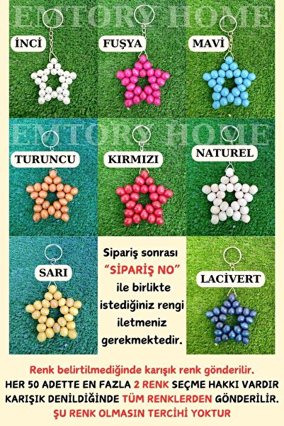 50 Pcs Long Chain  Star Keychain - Gift Keychain - Henna Gift- Mevlid Gift -
