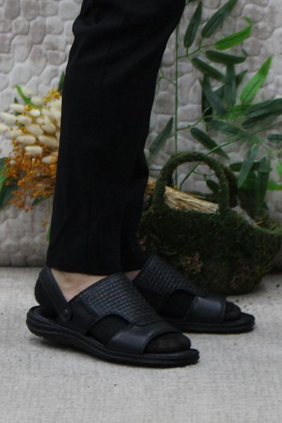 Mehmet Mete 193 Model Comfort Axfor din piele naturală, sandale negre pentru bărbați, papuci