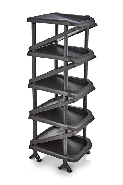 Genel Markalar 5 Katlı Zikzak Ayakkabılık Plastik-siyah