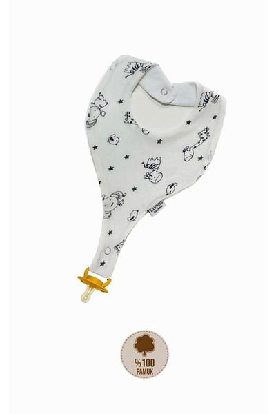 Lumos Trade Pacifier Holder Bib - Cute Animals with Stars 100% Cotton Fabric Pacifier Strap