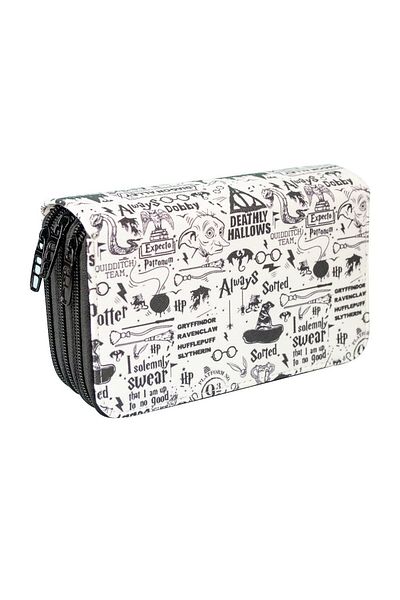 OneSize Pencil Case Harry Pottery Themed Orginazer Three Compartments Vegan Leather (Pen Holder)