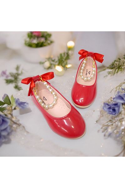 PATİK BEBE Girl's Pearl Stoned Orthopedic Ballerinas - Stylish Wrist Design